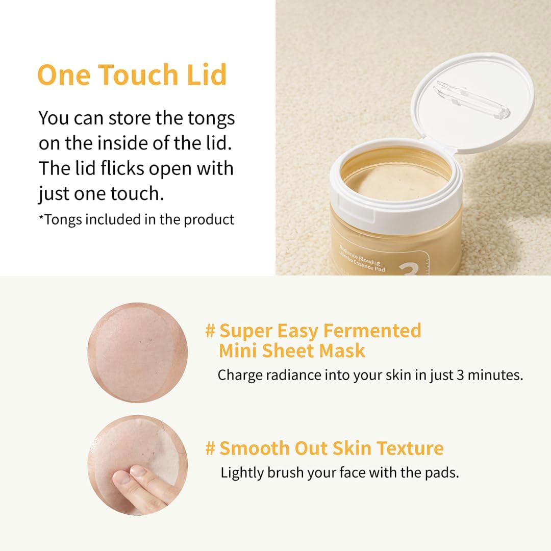 No.3 Radiance Glowing Jumbo Essence Pad – Δίσκοι Toner με Ζυμωμένα Εκχυλίσματα για Λάμψη και Ενυδάτωση