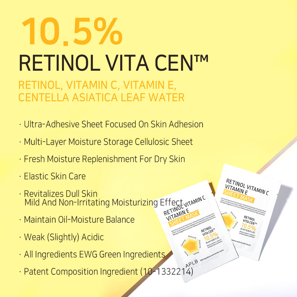 Retinol Vitamin C Vitamin E Sheet Mask – Μάσκα Αναζωογόνησης & Αντιγήρανσης