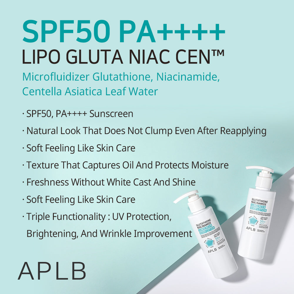 Glutathione Niacinamide Sunscreen Body Lotion SPF50 PA++++ – Αντηλιακή Λοσιόν Σώματος για Λάμψη και Ενυδάτωση