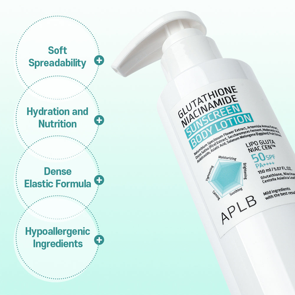 Glutathione Niacinamide Sunscreen Body Lotion SPF50 PA++++ – Αντηλιακή Λοσιόν Σώματος για Λάμψη και Ενυδάτωση