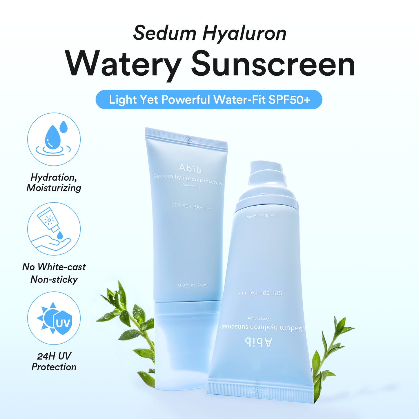 Sedum Hyaluron Sunscreen Watery Tube SPF50+ PA++++ – Ενυδατικό Αντηλιακό Προσώπου