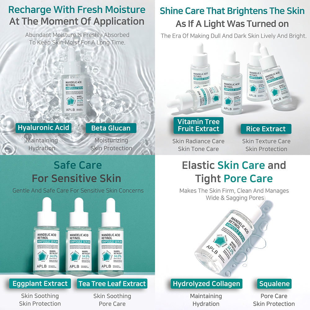 Mandelic Acid Retinol Ampoule Serum – Αντιγηραντικός Ορός Προσώπου με Μανδελικό Οξύ & Ρετινόλη για Λείανση, Λάμψη & Ανανέωση της Επιδερμίδας