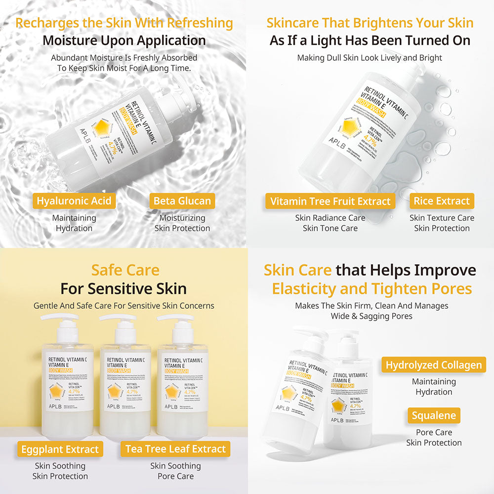Retinol Vitamin C Vitamin E Body Wash - Καθαρισμός & Αναζωογόνηση Σώματος