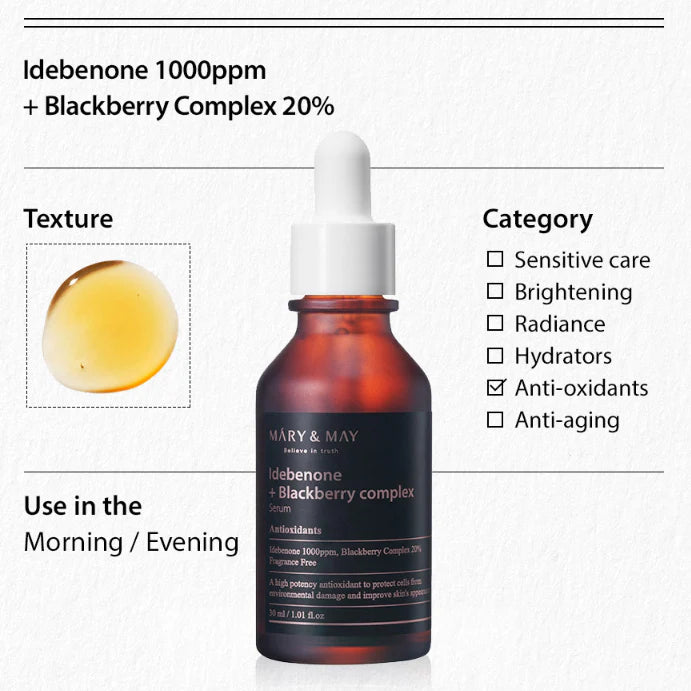 Idebenone + Blackberry Complex Serum 80ml - Αντιοξειδωτικός ορός για αντιμετώπιση των σημαδιών γήρανσης