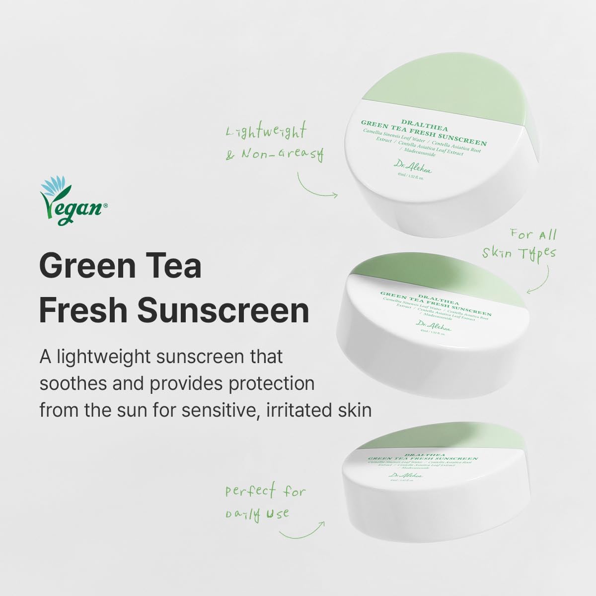 Green Tea Fresh Sunscreen SPF50+ PA++++ – Αντηλιακή Κρέμα Προσώπου με Πράσινο Τσάι για Ευαίσθητη Επιδερμίδα