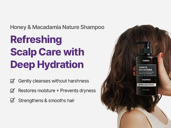 Honey & Macadamia Natural Shampoo Pink Grapefruit - Σαμπουάν Ενυδάτωσης & Λάμψης με Λευκό Μόσχο
