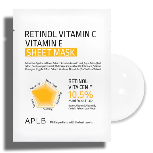 Retinol Vitamin C Vitamin E Sheet Mask – Μάσκα Αναζωογόνησης & Αντιγήρανσης