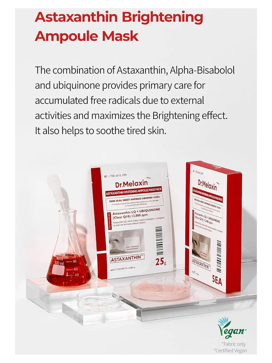 Astaxanthin Whitening Ampoule Mask - Ισχυρή αντιοξειδωτική μάσκα προσώπου