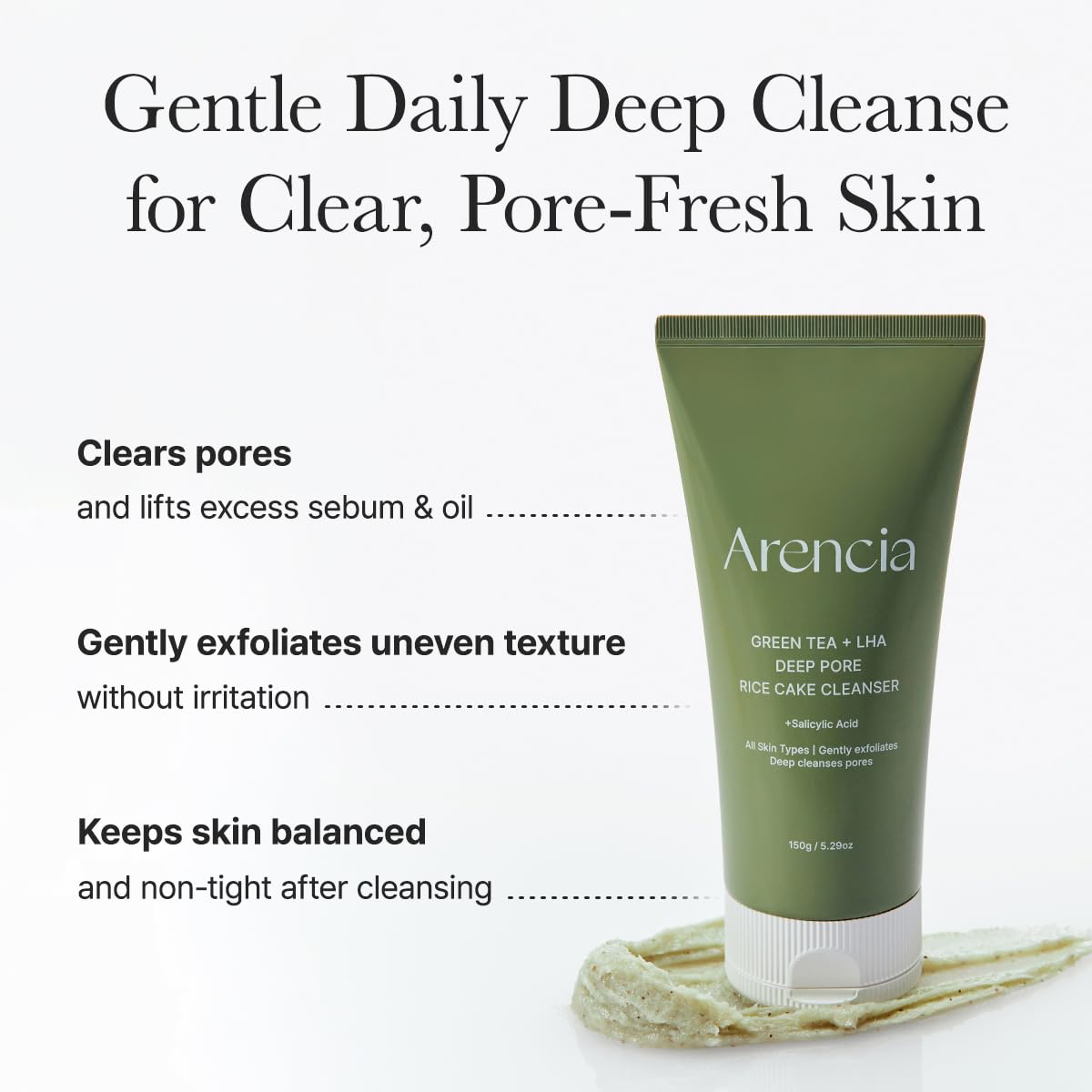 Green Tea + LHA Deep Pore Rice Cake Cleanser - Καθαριστικό Προσώπου Βαθύ Καθαρισμού με Πράσινο Τσάι & LHA