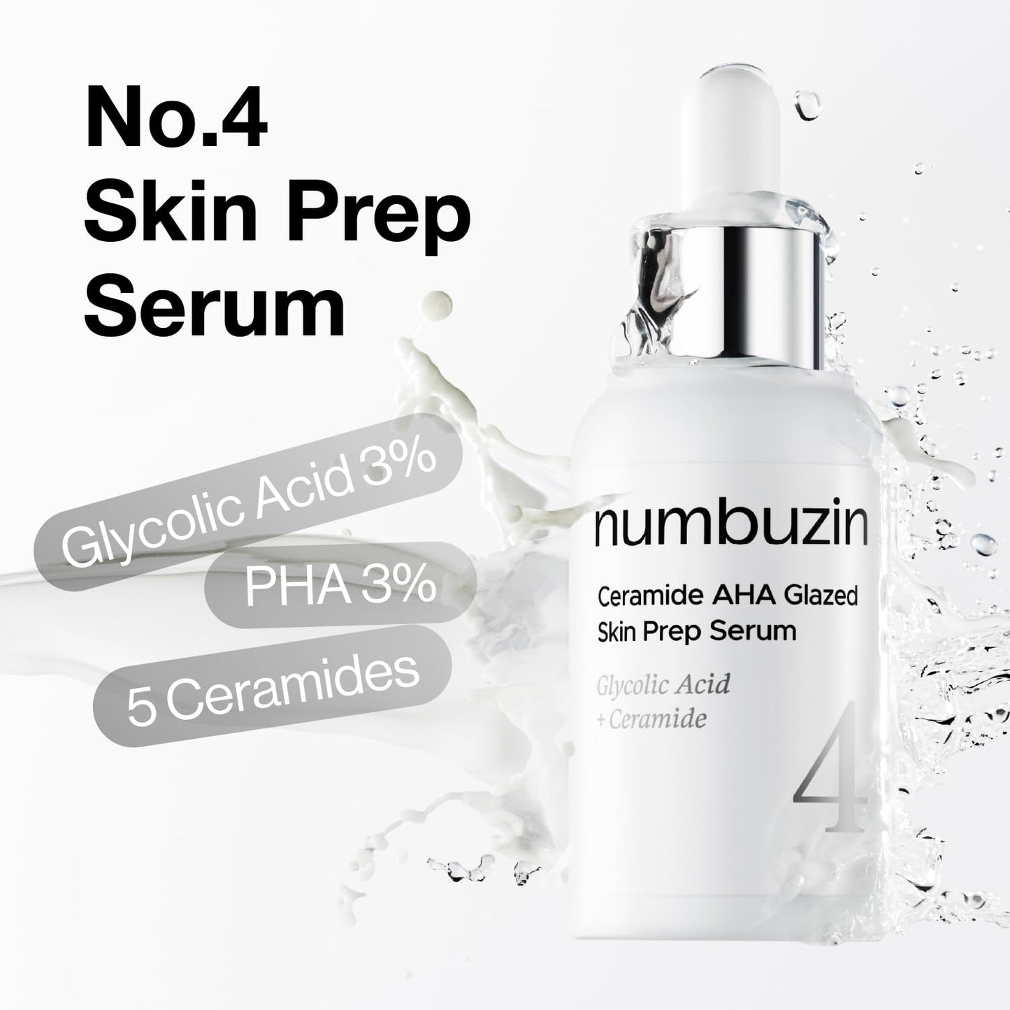 No.4 Ceramide AHA Glazed Skin Prep Serum – Ορός Προσώπου με AHA, PHA & Κεραμίδια για Λεία Υφή και Glass Skin