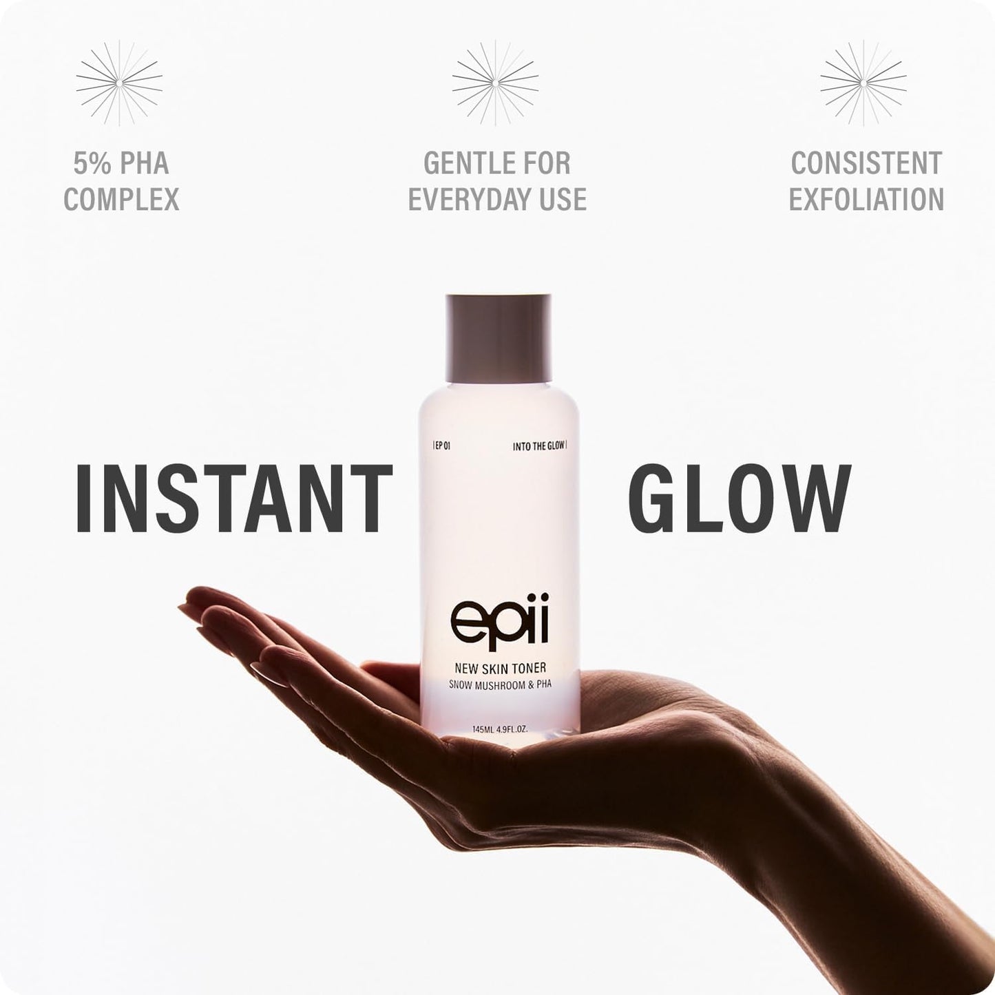 New Skin Toner – Ενυδατικό & Ήπια Απολεπιστικό Toner Λάμψης με 5% PHA, Snow Mushroom & Υαλουρονικό Οξύ