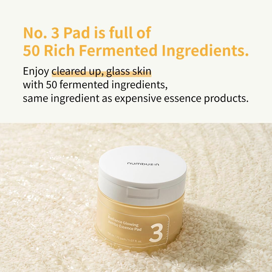 No.3 Radiance Glowing Jumbo Essence Pad – Δίσκοι Toner με Ζυμωμένα Εκχυλίσματα για Λάμψη και Ενυδάτωση