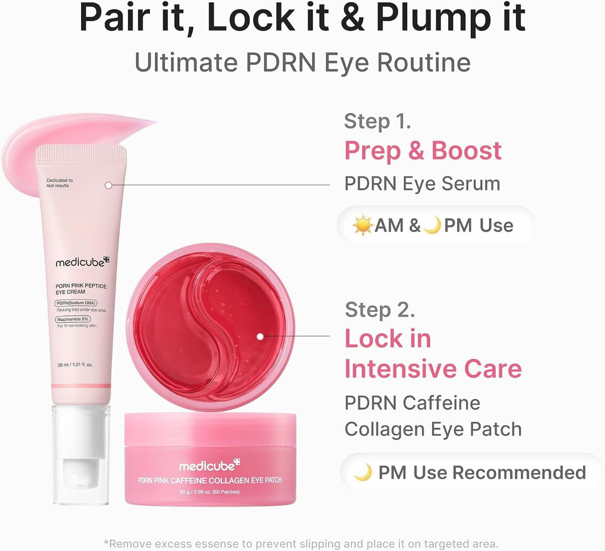 PDRN Pink Caffeine Collagen Eye Patch – Hydrogel Patches Ματιών με PDRN, Καφεΐνη & Κολλαγόνο για Σύσφιξη & Αναζωογόνηση
