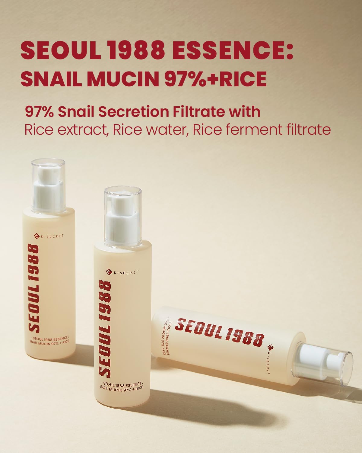 SEOUL 1988 Essence: Snail Mucin 97% + Rice - Ενυδατικό essence για αναζωογόνηση και ανανέωση