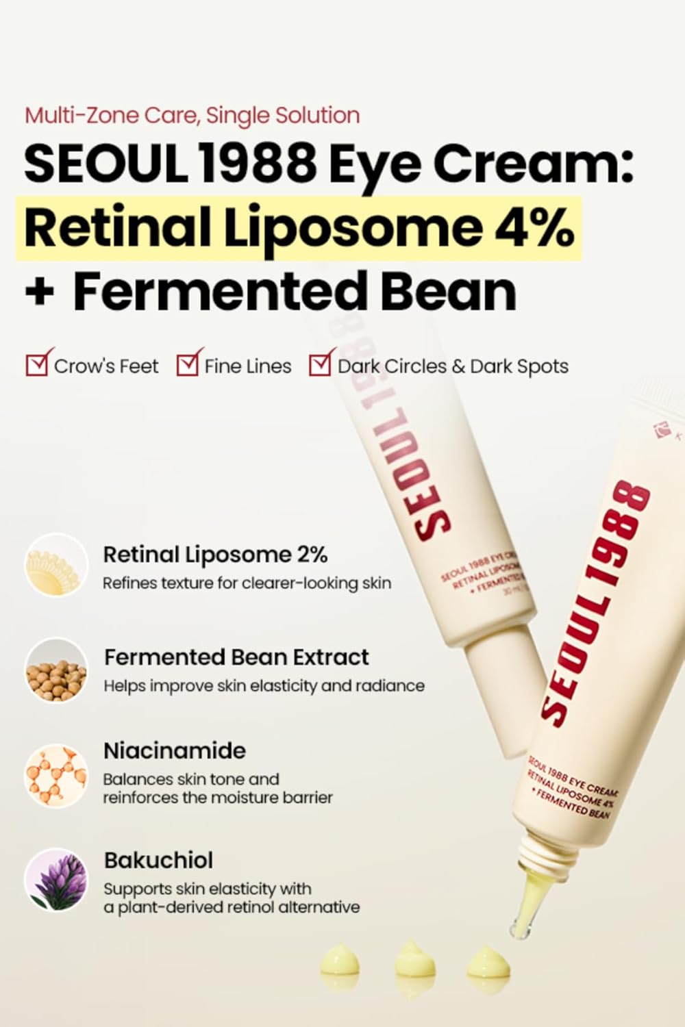 SEOUL 1988 Eye Cream: Retinal Liposome 4% + Fermented Bean - Αντιρυτιδική κρέμα ματιών με Ρετινάλη