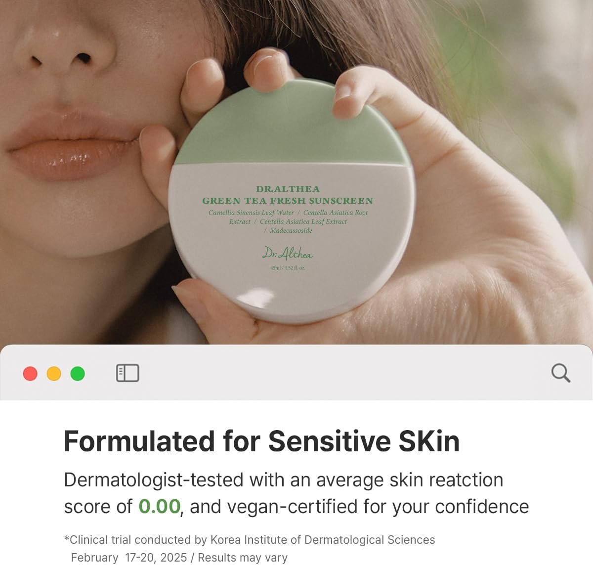 Green Tea Fresh Sunscreen SPF50+ PA++++ – Αντηλιακή Κρέμα Προσώπου με Πράσινο Τσάι για Ευαίσθητη Επιδερμίδα