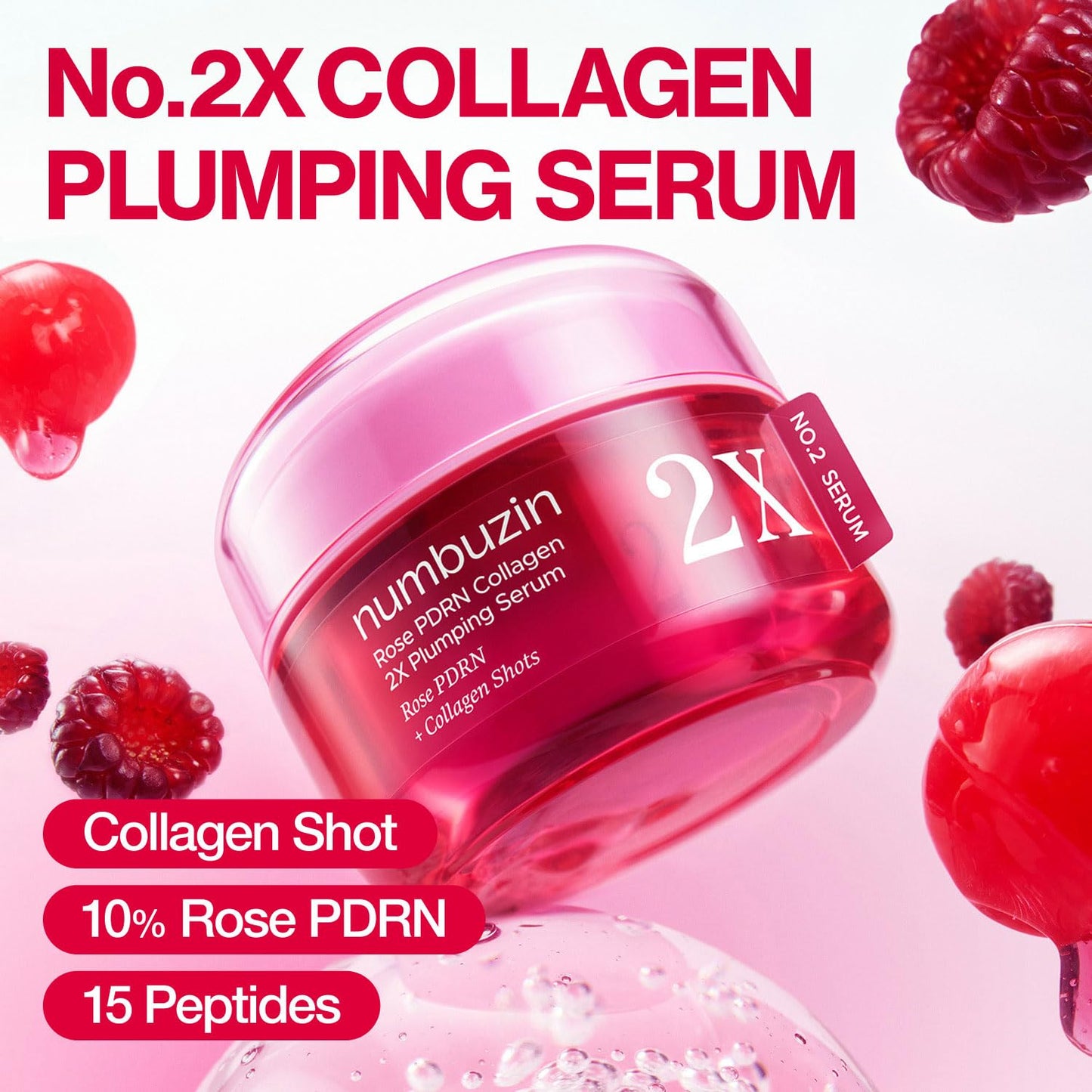 No.2 Rose PDRN Collagen 2X Plumping Serum – Ορός Προσώπου με Rose PDRN, Κολλαγόνο & Πεπτίδια για Σύσφιξη και Όγκο