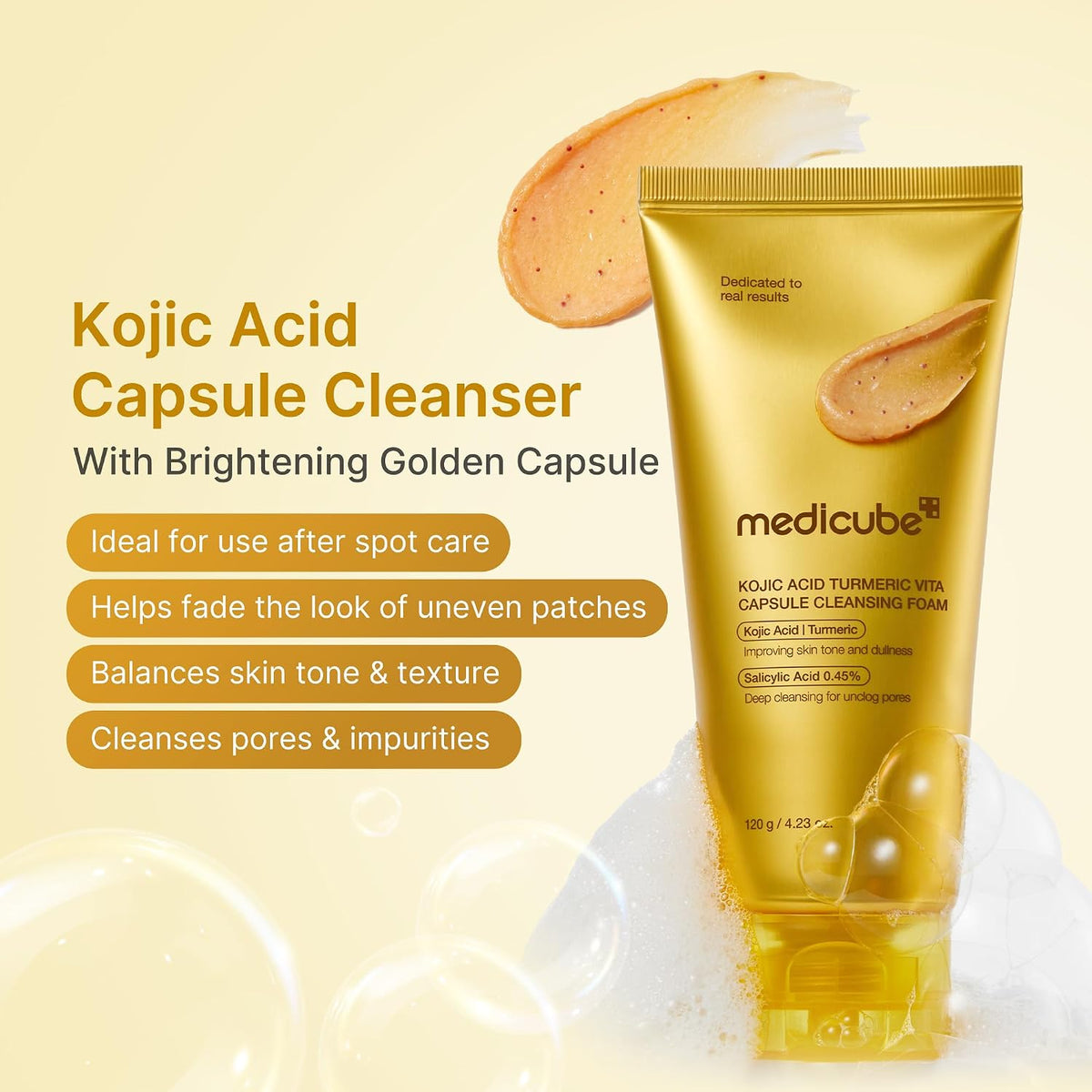 Kojic Acid Turmeric Vita Capsule Cleansing Foam – Αφρός Καθαρισμού Λάμψης & Ομοιόμορφου Τόνου με Κοτζικό Οξύ, Κουρκουμά & Βιταμίνες