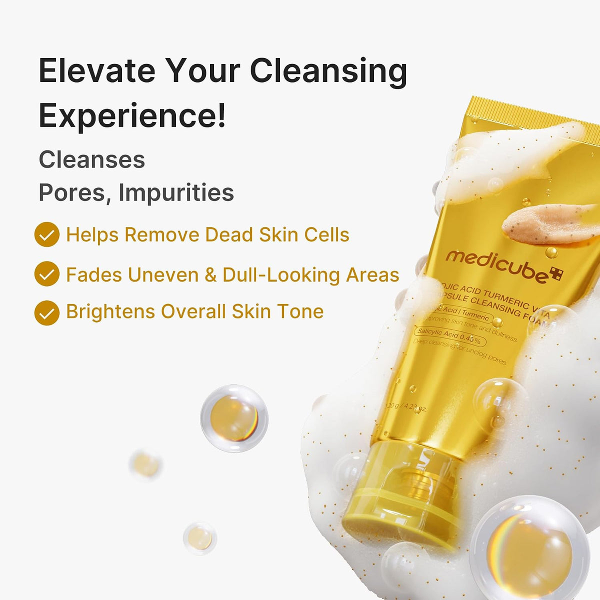 Kojic Acid Turmeric Vita Capsule Cleansing Foam – Αφρός Καθαρισμού Λάμψης & Ομοιόμορφου Τόνου με Κοτζικό Οξύ, Κουρκουμά & Βιταμίνες