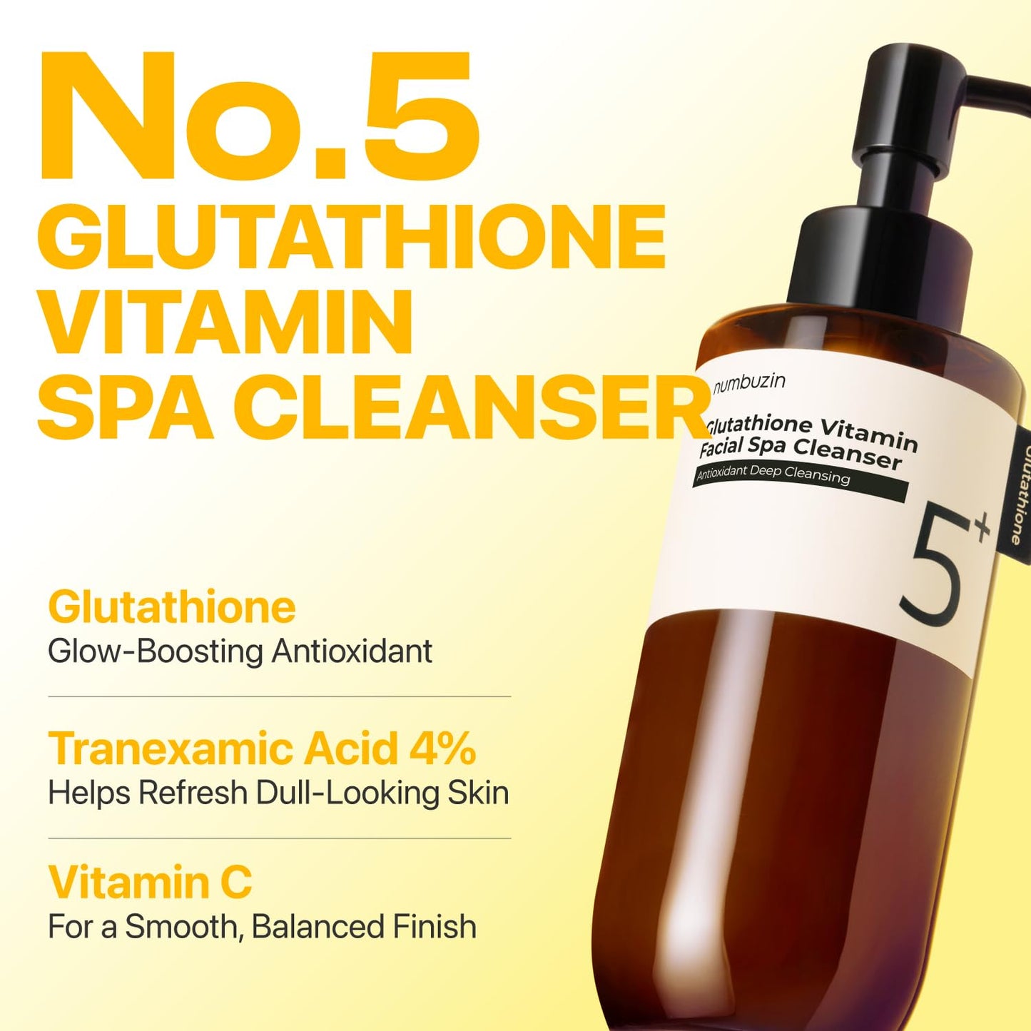 No.5+ Glutathione Vitamin Facial Spa Cleanser – Καθαριστικό Gel-Oil με Γλουταθειόνη & Βιταμίνη C για Λάμψη και Βαθύ Καθαρισμό