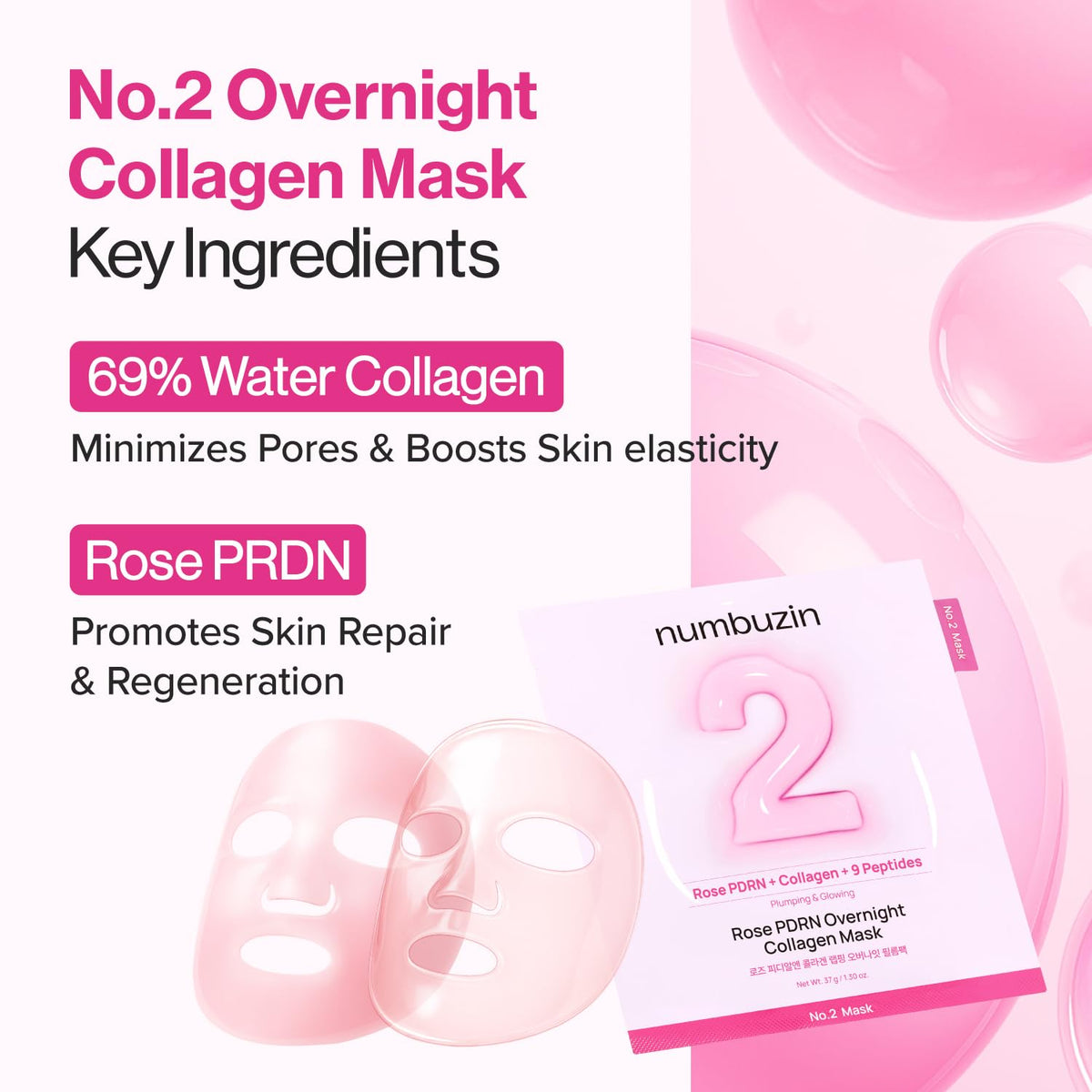 No.2 Rose PDRN Overnight Collagen Mask