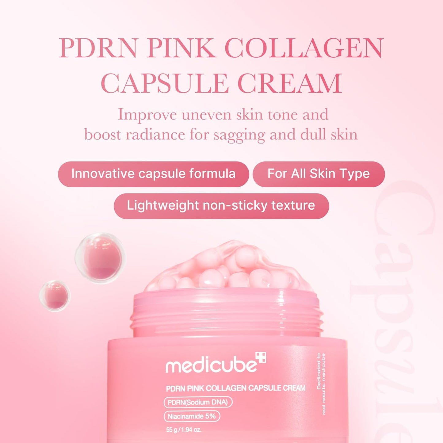 PDRN Pink Collagen Capsule Cream - Κρέμα με Κάψουλες PDRN & Κολλαγόνου για Λάμψη & Ομοιόμορφο Τόνο