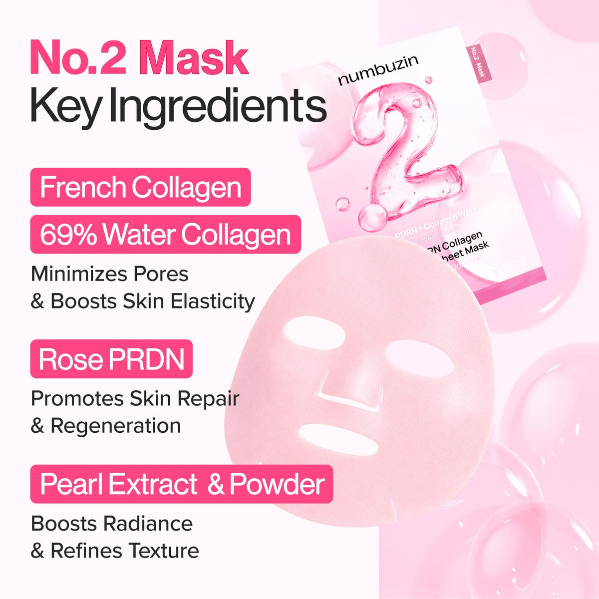 No.2 Rose PDRN Collagen Plumping Sheet Mask