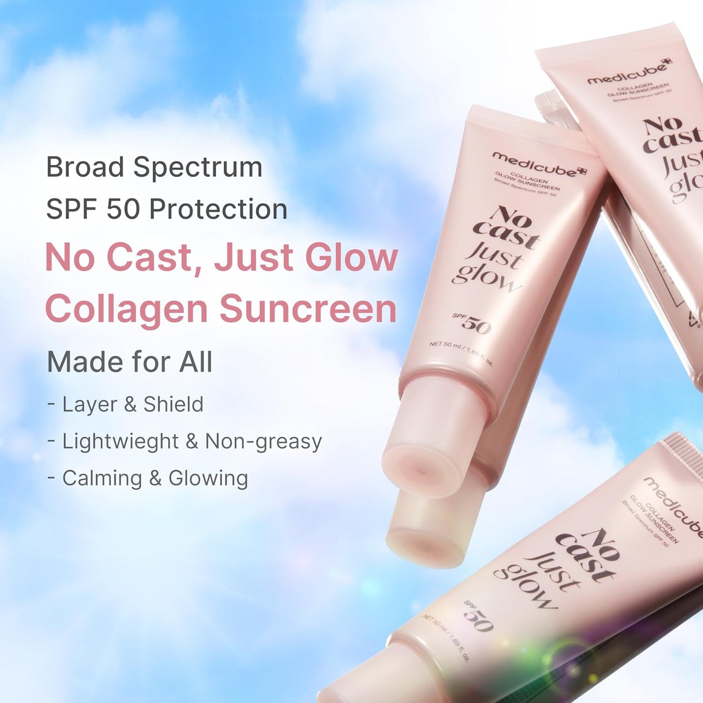 Glow Collagen Sunscreen SPF50 - Αντηλιακή Κρέμα Προσώπου με Κολλαγόνο & Πεπτίδια