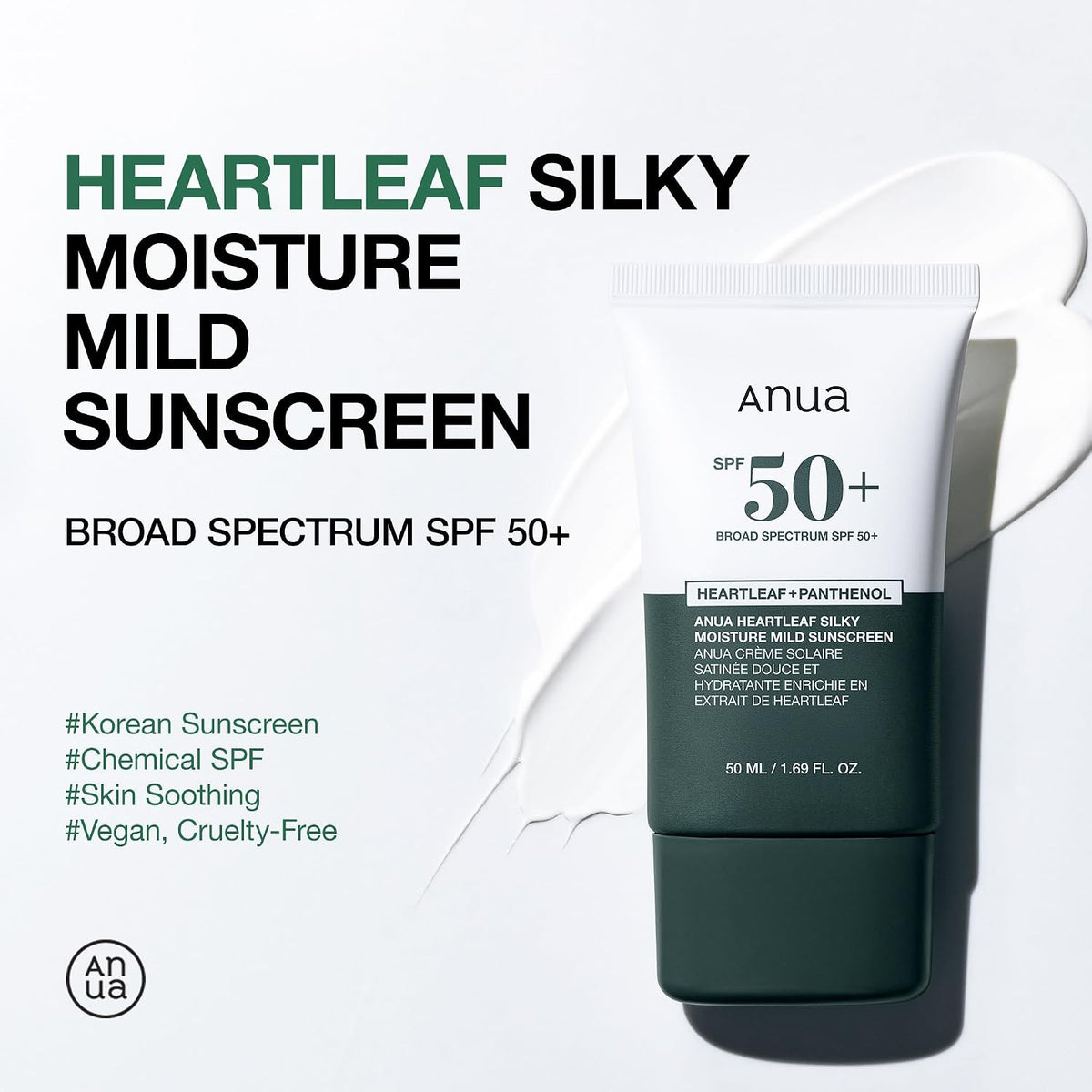 Heartleaf Silky Moisture Sun Cream SPF50+/PA++++ - Αντηλιακή κρέμα για ευαίσθητο δέρμα