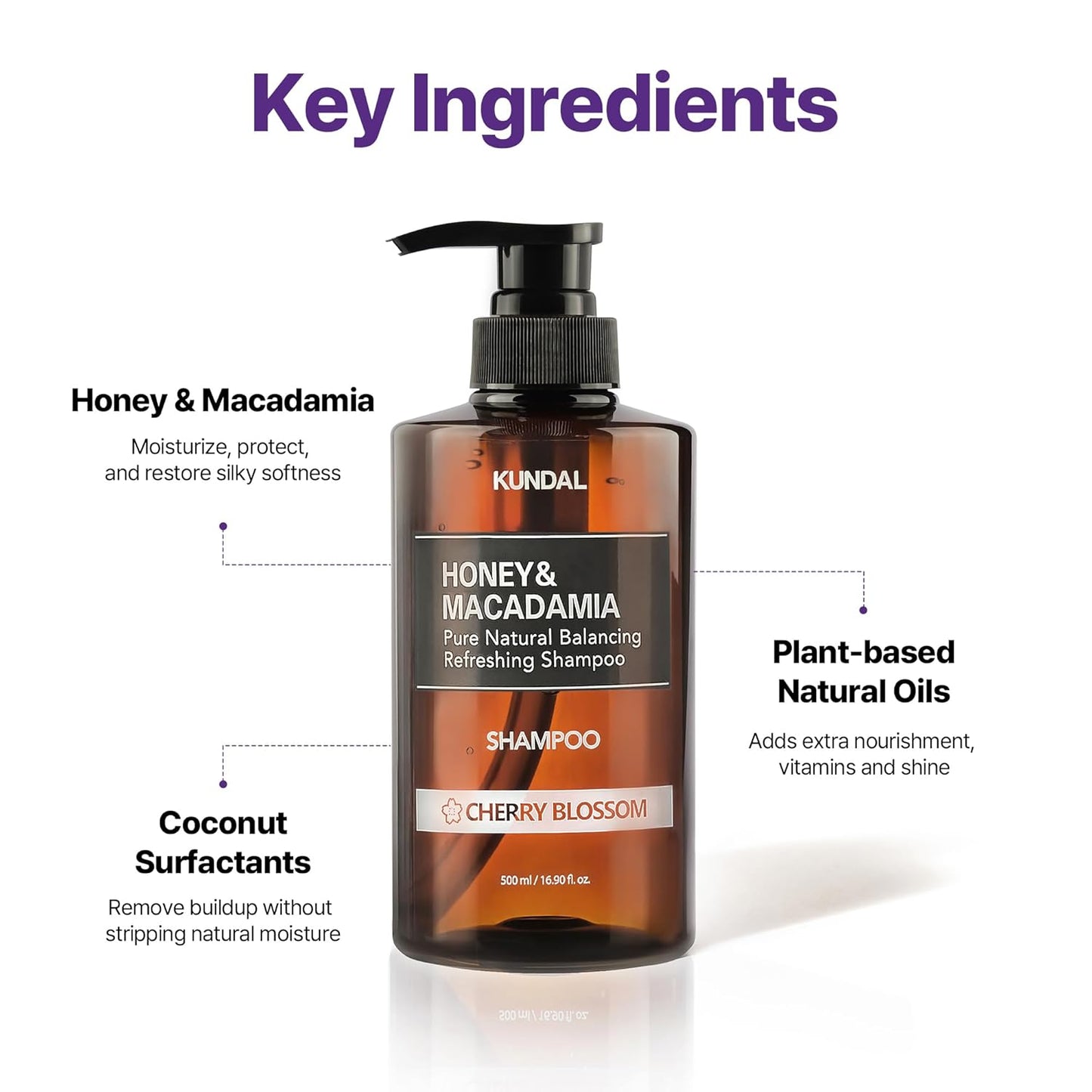 Honey & Macadamia Natural Shampoo Cherry Blossom - Σαμπουάν Ενυδάτωσης & Λάμψης με Άνθος κερασιάς