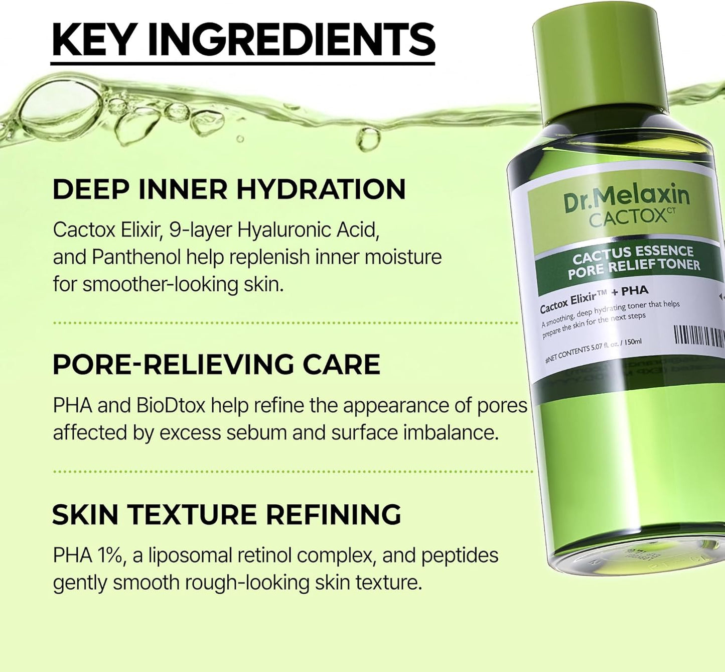 Cactox Cactus Essence Pore Relief Toner - Ενυδατικό Toner με Κάκτο για Σύσφιξη Πόρων & Λείανση Υφής
