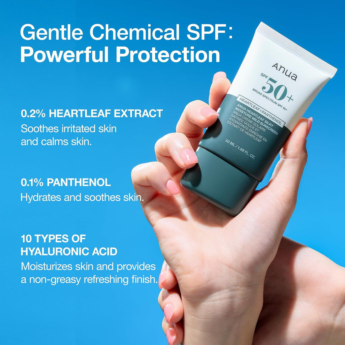 Heartleaf Silky Moisture Sun Cream SPF50+/PA++++ - Αντηλιακή κρέμα για ευαίσθητο δέρμα