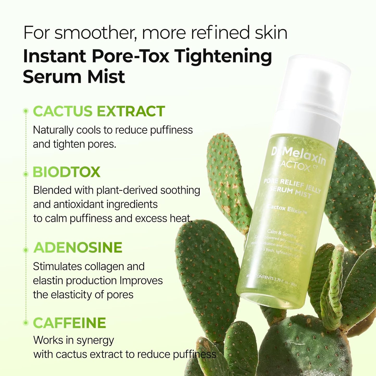 Cactox Pore Relief Jelly Serum Mist - Δροσιστικό Serum Mist με Κάκτο για Σύσφιξη Πόρων & Άμεση Ενυδάτωση