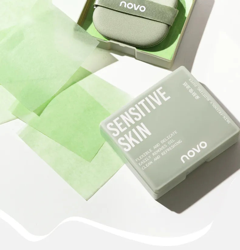 Skin-Friendly Blotting Paper with Mirror - Χαρτάκια Απορρόφησης Λιπαρότητας με Καθρεφτάκι & Puff