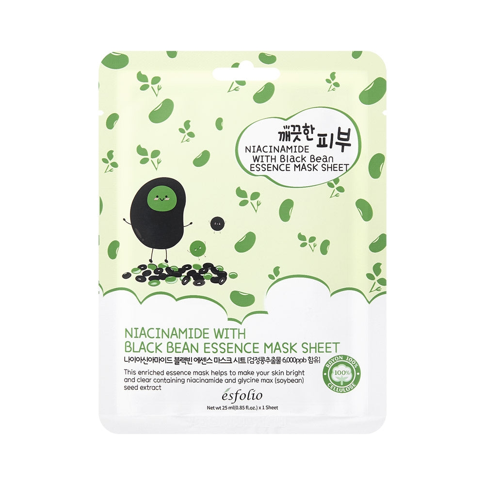 Pure Skin Niacinamide Black Bean Essence Mask Sheet - Μάσκα λάμψης