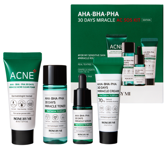 AHA BHA PHA 30 Days Miracle AC SOS Kit - Σετ 4 προϊόντων κατά της ακμής