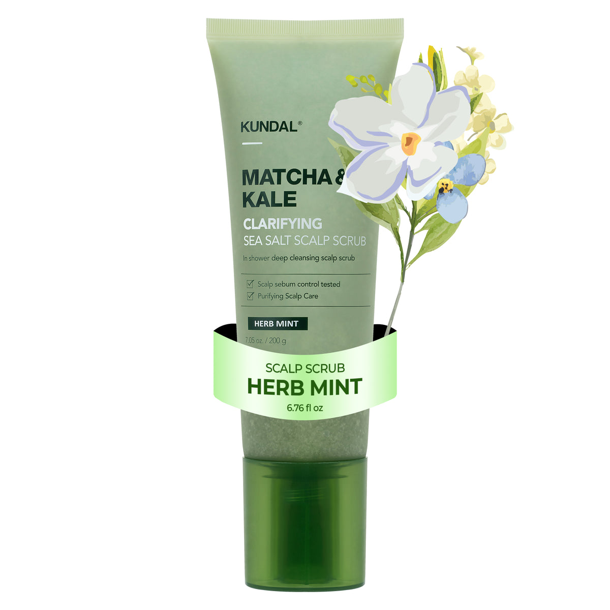 Matcha & Kale Clarifying Sea Salt Scalp Scrub Herb Mint - Απολεπιστικό Scrub Τριχωτού με Matcha, Kale & Αλάτι Νεκράς Θάλασσας